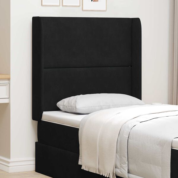 vidaXL Oreille de t&ecirc;te de lit Noir 80 x 16 x 4 cm Velours