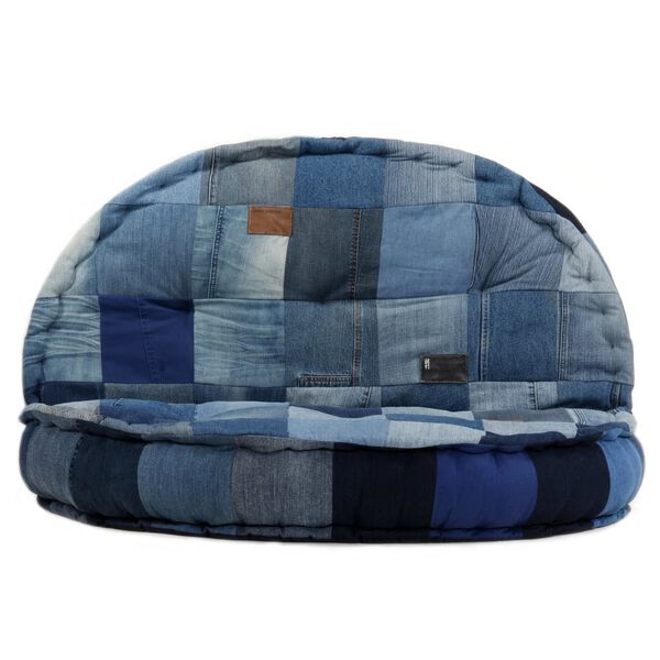 vidaXL Pouf rond 100x20 cm Patchwork en denim