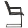 vidaXL Chaises &agrave; manger cantilever lot de 6 noir cuir v&eacute;ritable