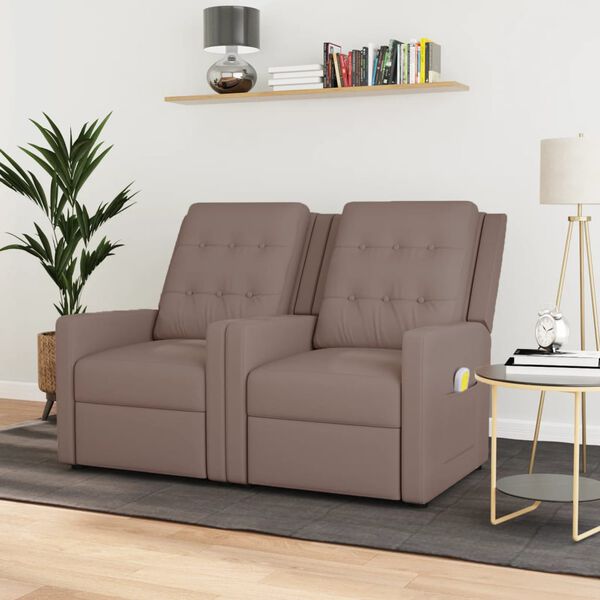 vidaXL Fauteuil de massage inclinable &agrave; 2 places taupe tissu