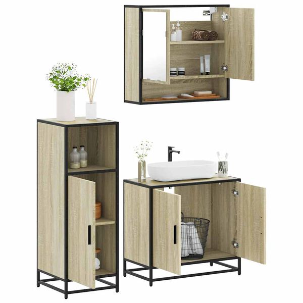 vidaXL Ensemble de meubles de salle de bain 3 pcs ch&ecirc;ne sonoma