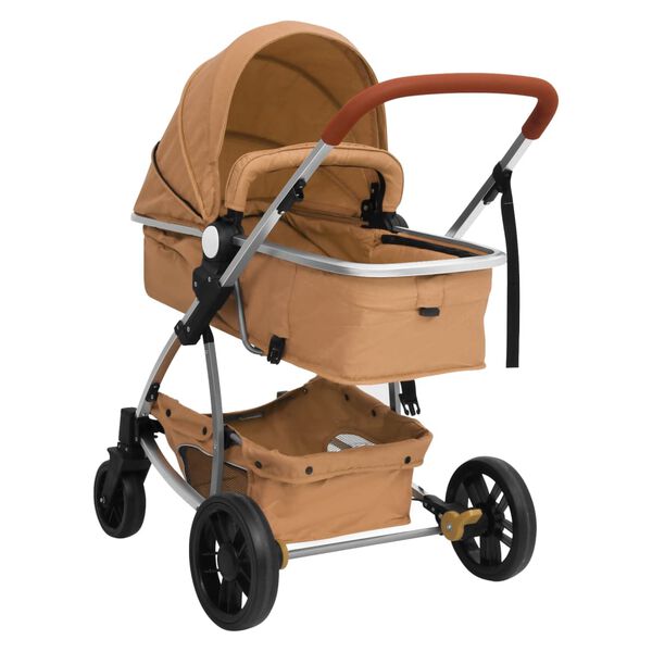 vidaXL Poussette pour b&eacute;b&eacute; 3-en-1 Taupe Aluminium