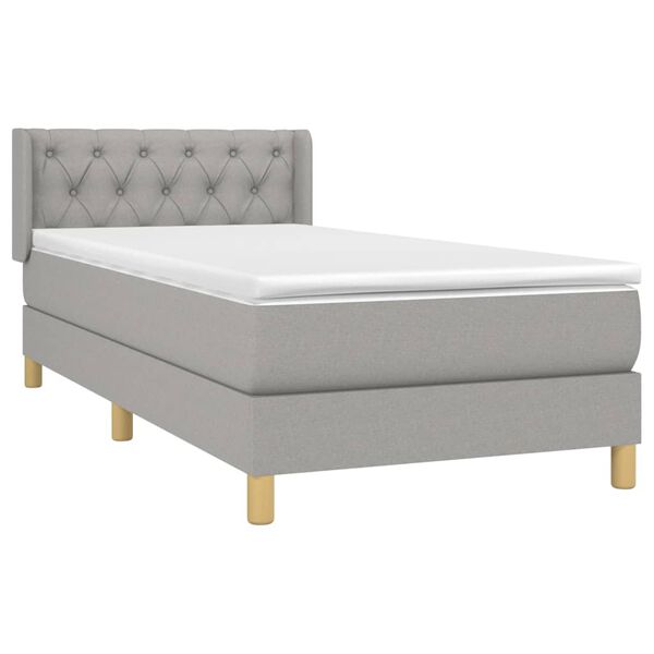 vidaXL Sommier &agrave; lattes de lit avec matelas Gris clair 80x200 cm Tissu