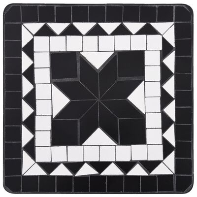 vidaXL Tables d'appoint mosaïque Noir et blanc Céramique