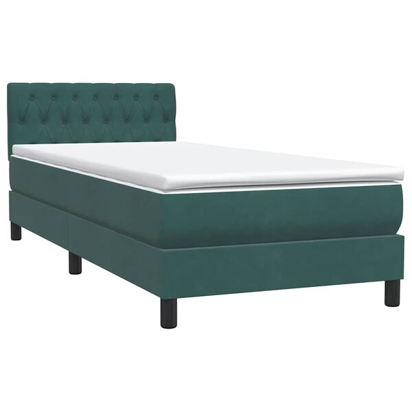 vidaXL Sommier &agrave; lattes de lit et matelas vert fonc&eacute; 100x210cm velours