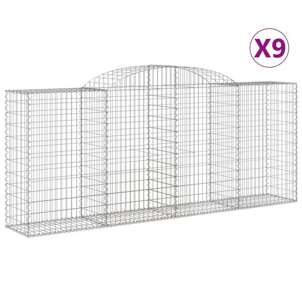 vidaXL Paniers &agrave; gabions arqu&eacute;s 9 pcs 300x50x120/140 cm fer galvanis&eacute;