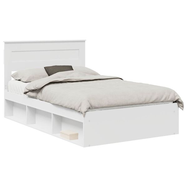 vidaXL Cadre de lit avec matelas Blanc 135 x 190 cm Bois de pin massif