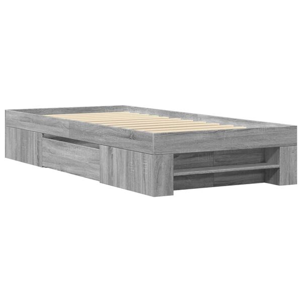 vidaXL Cadre de lit sans matelas sonoma gris 100x200 cm