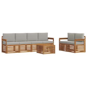 vidaXL Ensemble de canap&eacute;s d'ext&eacute;rieur 7 pc Naturel et gris clair