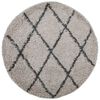 vidaXL Tapis shaggy &agrave; poils longs moderne beige et anthracite &Oslash; 120 cm