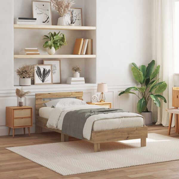 vidaXL Cadre de lit ch&ecirc;ne artisanal 90 x 190 cm Bois d'ing&eacute;nierie