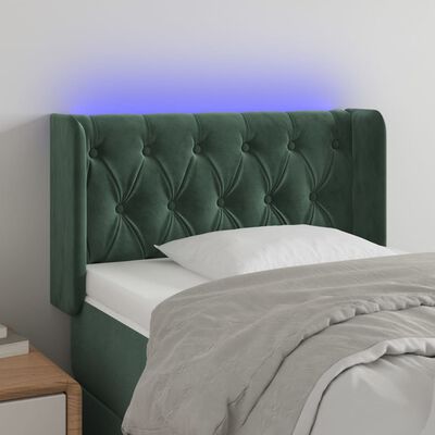 vidaXL Tête de lit à LED Vert foncé 83x16x78/88 cm Velours