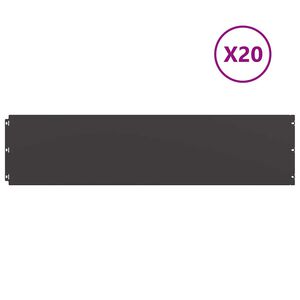 vidaXL Bordures de pelouse 20 pcs noir 25x103 cm acier lamin&eacute; &agrave; froid