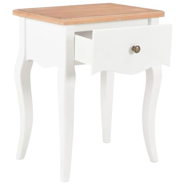 vidaXL Table de chevet Blanc et marron 40x30x50 cm Bois de pin massif