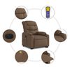 vidaXL Fauteuil inclinable de massage &eacute;lectrique Marron Tissu