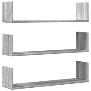 vidaXL &Eacute;tag&egrave;res murales 3 pcs sonoma gris 80x18x18 cm bois ing&eacute;nierie