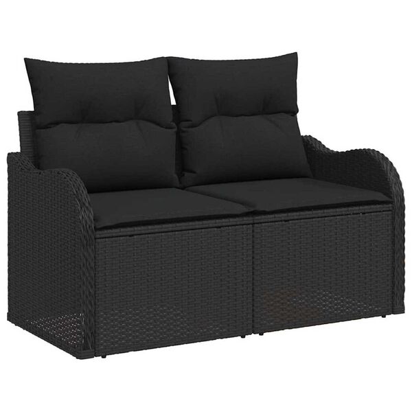 vidaXL Ensemble de canap&eacute; de jardin avec coussin 7 pcs Noir Poly rotin