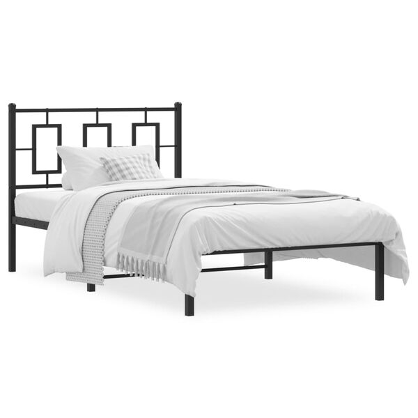 vidaXL Cadre de lit m&eacute;tal sans matelas avec t&ecirc;te de lit noir 100x190cm