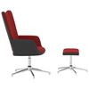 vidaXL Chaise de relaxation et tabouret Rouge bordeaux Velours et PVC