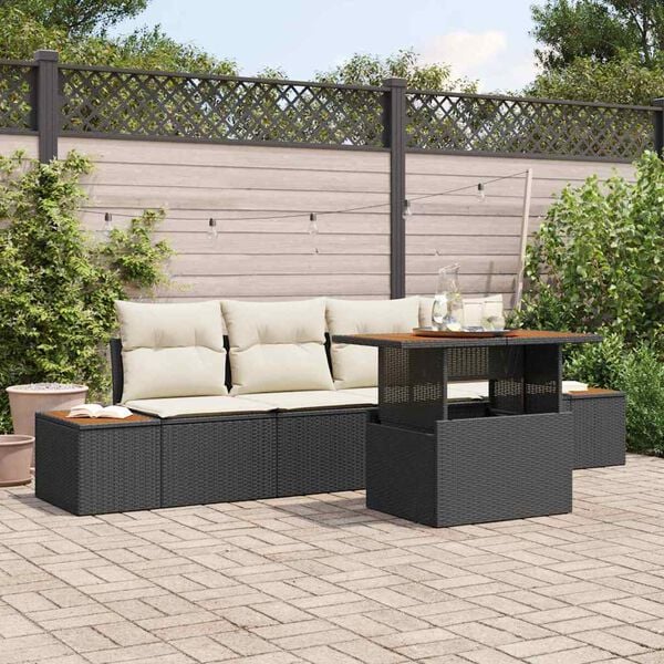 vidaXL Ensemble de salle &agrave; manger pour jardin 5 pcs Noir et Beige