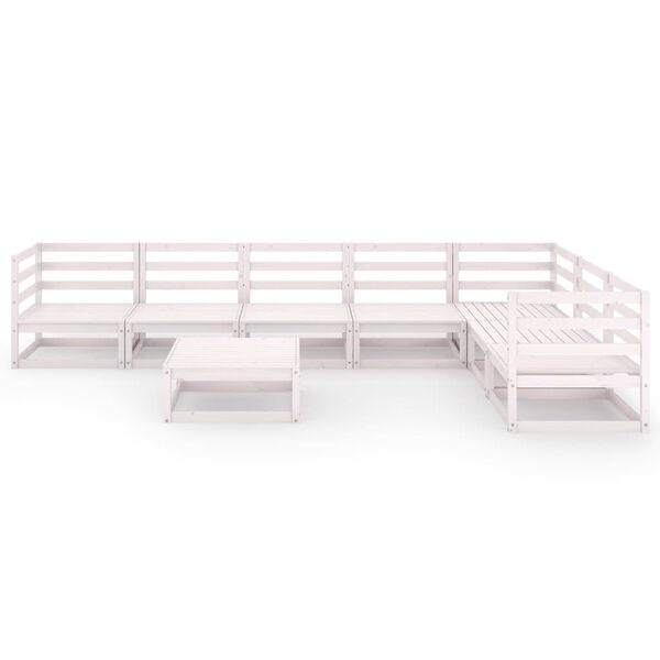 vidaXL Salon de jardin 8 pcs Blanc Bois de pin massif
