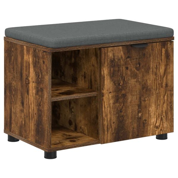 vidaXL Banc d'entr&eacute;e avec coussin Ch&ecirc;ne Fum&eacute; 60 x 38 x 46 cm
