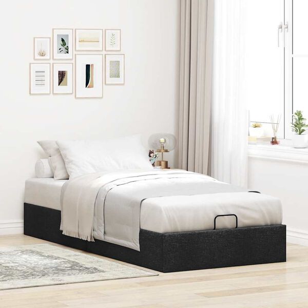 vidaXL Cadre de lit ottoman sans matelas noir 80x200 cm tissu