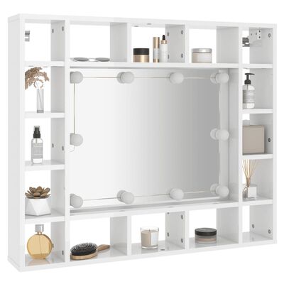 vidaXL Armoire de miroir avec LED Blanc brillant 91x15x76,5 cm