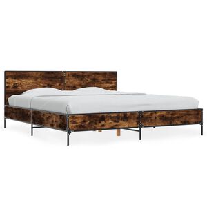 vidaXL Cadre de lit sans matelas ch&ecirc;ne fum&eacute; 180x200 cm