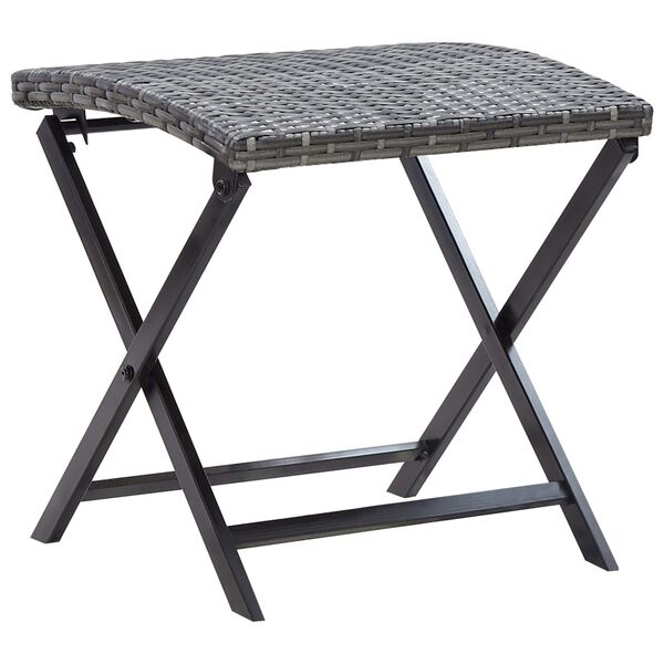 vidaXL Tabouret pliable résine tressée gris