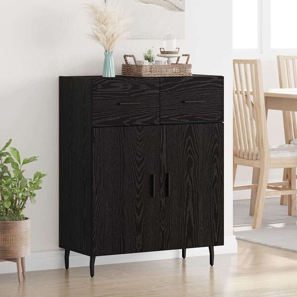 vidaXL Buffet Ch&ecirc;ne noir 69,5 x 34 x 90 cm Bois d'ing&eacute;nierie