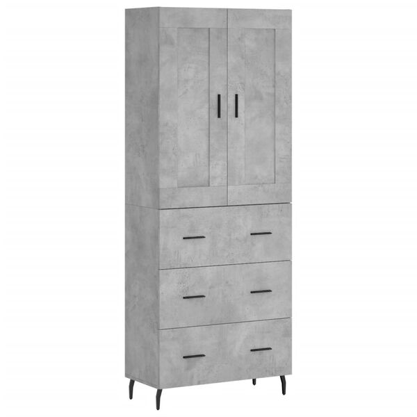 vidaXL Buffet haut Gris b&eacute;ton 69,5x34x180 cm Bois d'ing&eacute;nierie