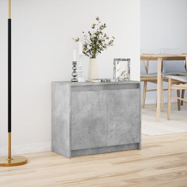 vidaXL Buffet avec LED gris b&eacute;ton 72x34x61 cm bois d'ing&eacute;nierie