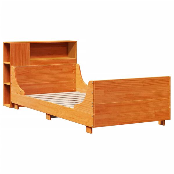 vidaXL Cadre de lit sans matelas cire marron 75x190 cm bois pin massif