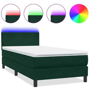 vidaXL Sommier &agrave; lattes de lit et matelas et LED vert fonc&eacute; 80x220 cm velours