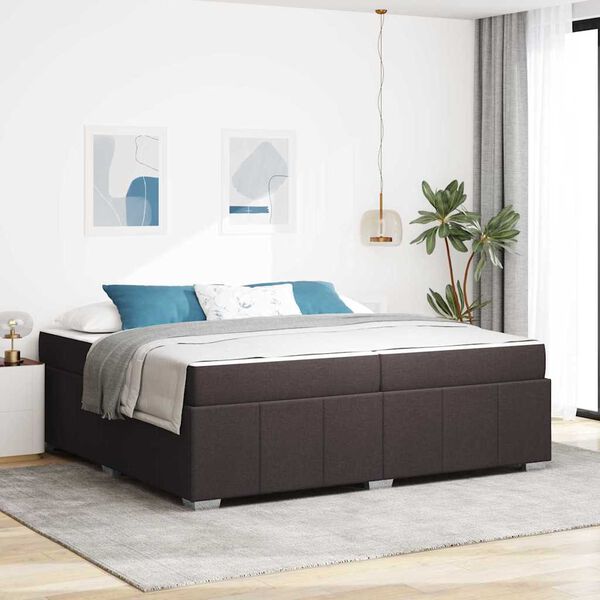 vidaXL Cadre de lit avec matelas Marron fonc&eacute; 200 x 200 cm tissu