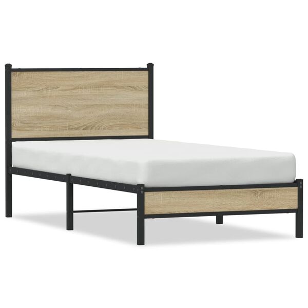 vidaXL Cadre de lit en métal sans matelas chêne sonoma 90x200 cm