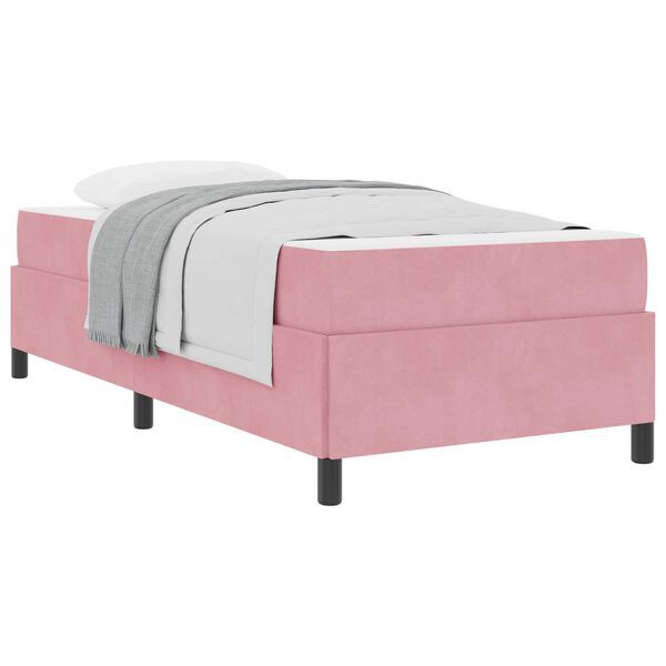 vidaXL Cadre de lit avec matelas Rose 100 x 200 cm tissu