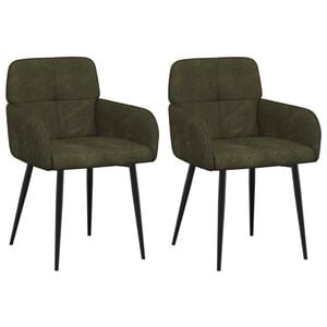 vidaXL Chaises de salle &agrave; manger 2 pc Simili daim Vert arm&eacute;e