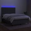 vidaXL Sommier &agrave; lattes de lit et matelas et LED Gris fonc&eacute; 140x200 cm