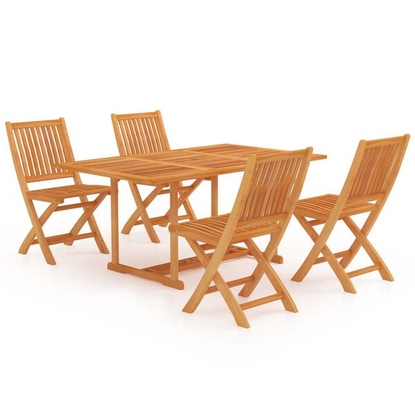 vidaXL Ensemble &agrave; manger de jardin 5 pcs Bois de teck massif
