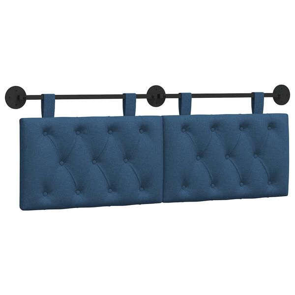vidaXL T&ecirc;te de lit suspendue Montage mural Bleu 150 x 55 x 7 cm tissu