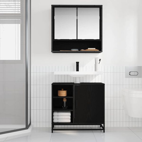 vidaXL Ensemble de mobilier de salle de bain 2 pcs Ch&ecirc;ne noir