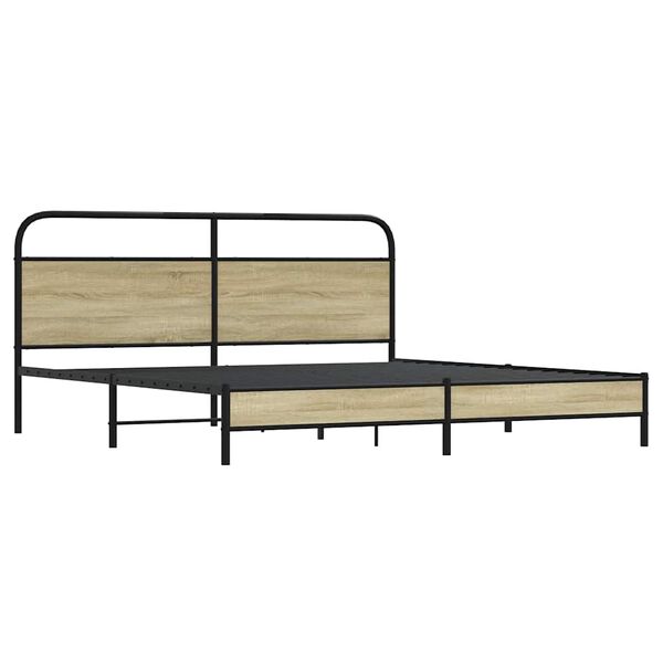 vidaXL Cadre de lit en métal sans matelas chêne sonoma 183x213 cm