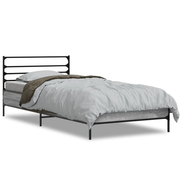 vidaXL Cadre de lit sans matelas sonoma gris 90x190 cm
