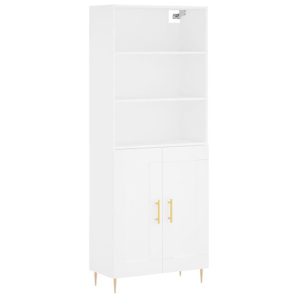 vidaXL Buffet haut Blanc 69,5x34x180 cm Bois d'ing&eacute;nierie