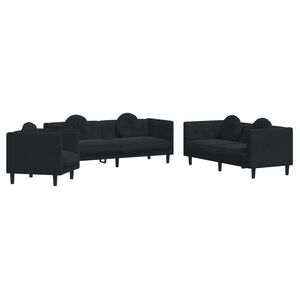 vidaXL Ensemble de canap&eacute;s 3 pcs avec coussins noir velours