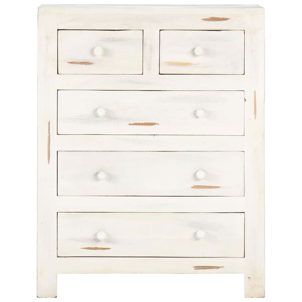 vidaXL Armoire &agrave; tiroirs Blanc 58x30x75 cm Bois d'acacia massif