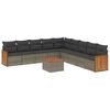 vidaXL Salon de jardin avec coussins 10 pcs gris r&eacute;sine tress&eacute;e