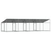 vidaXL Cage pour chien avec toit et portes gris 8x2x2m acier galvanisé